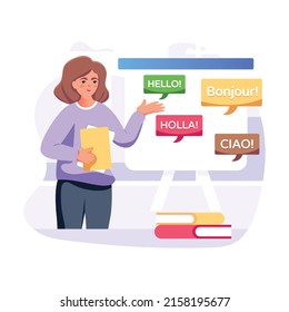 Easy to use flat illustration of language lecture 

