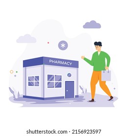 Ilustración plana fácil de usar en farmacia 

