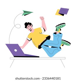 Ilustración plana del espacio de trabajo fácil de usar 