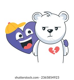 Easy to use flat sticker of broken teddy 