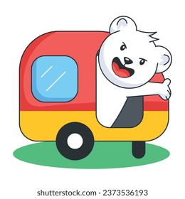 Easy to use flat sticker of camping bear 