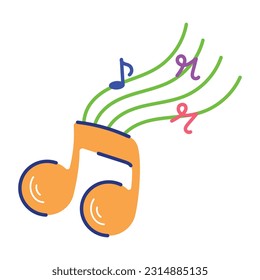 Easy to use flat sticker of music tune 