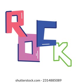 Sencillo uso de pegatinas planas de palabra de rock 