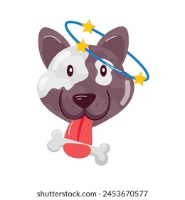 Easy to use flat sticker of stoned dog