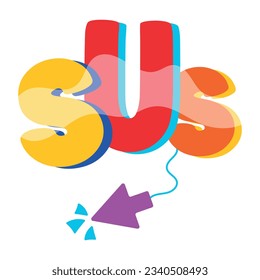 Easy to use flat sticker of sus word 