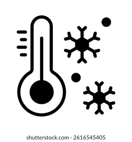 Easy to use glyph icon showing winter temperature