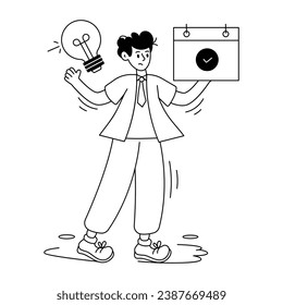 Easy to use glyph illustration of creative employee 