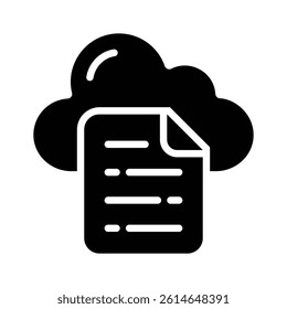Easy to use glyph style icon of cloud document