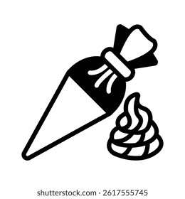 Easy to use glyph style icon of cake piping bag