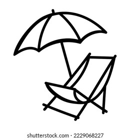 Easy to use hand drawn icon of sunbed 