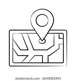 Benutzerfreundliches, handgezeichnetes Symbol mit Lieferadressübersicht