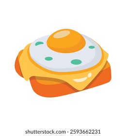 Easy to use icon of egg toast in 3d style