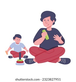 Easy to use illustration of dad playing 
