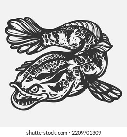 Easy to use isolated channa fish vector illustration with stunning details. best pet fish clip art. tropical country snakehead illustration