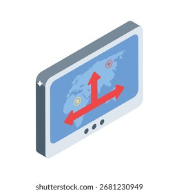 Ícone isométrico fácil de usar da janela de navegação digital