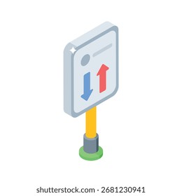Icono isométrico fácil de usar del letrero de la dirección