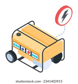 Easy to use isometric icon of generator 