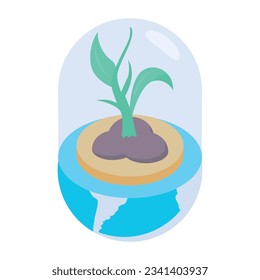 Easy to use isometric icon of global ecology  