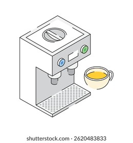 Easy to use isometric outline icon of coffee machine