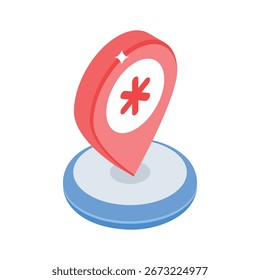 Icono de estilo isométrico fácil de usar de la ubicación de la donación de sangre