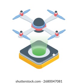 Icono de estilo isométrico fácil de usar de la unidad de holograma de drones