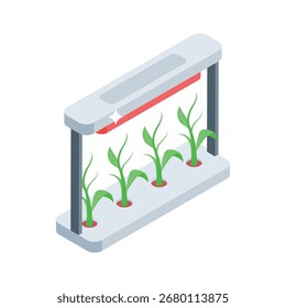Icono de estilo isométrico fácil de usar de la rejilla del sistema hidropónico