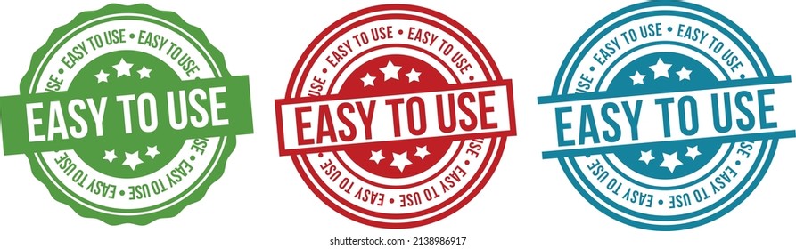 Easy to use label set. Easy to use stamp badge sign isolated on white background.