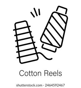 Easy to use line icon of cotton reels 