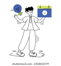 Easy to use line illustration of creative employee 