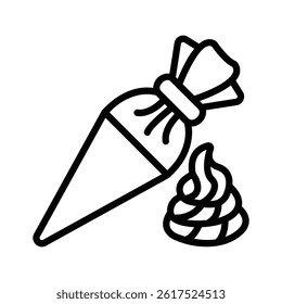 Easy to use line style icon of cake piping bag