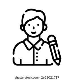 Icono de estilo de línea fácil de usar que representa el carácter del escritor