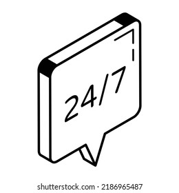 Icono lineal fácil de usar del servicio 24 