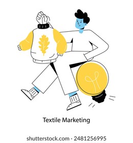 Fácil de usar mini ilustración lineal de marketing textil 