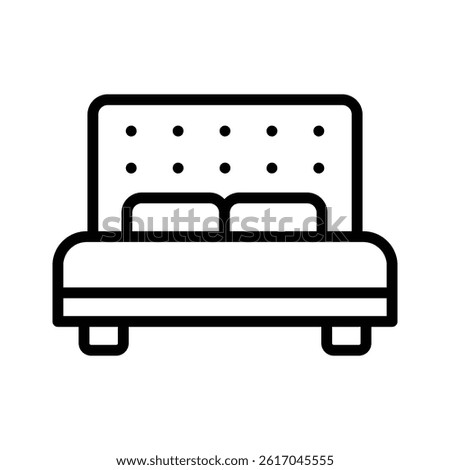 Easy to use linear style icon depicting double bed