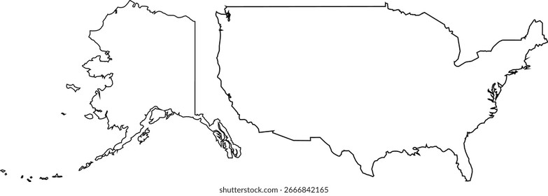 Easy to use map of United State of America or USA