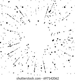 Easy to use overlay halftone sunburst explosion template. Vintage retro grain art effect fireworks design. Radial Bang dust hipster background. Vector illustration
