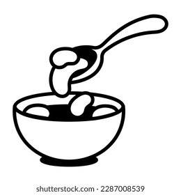 Easy to use sketchy icon of beans bowl 