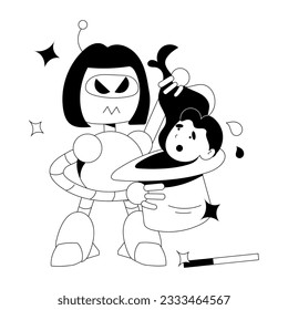 Ilustración esquemática de la magia robótica fácil de usar 