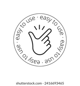 Easy to use sticker. Hand movement, motivation to action. Line icon. Vector illustration