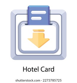 Easy to utilize flat icon of hotel card with scanner