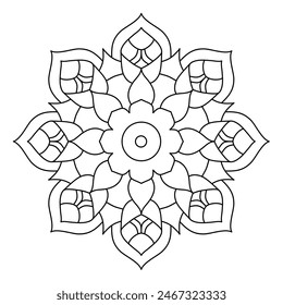 easy vector mandala design for coloring book, soothing and simple mandala art
