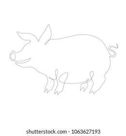 easy vector silhouette of a pig