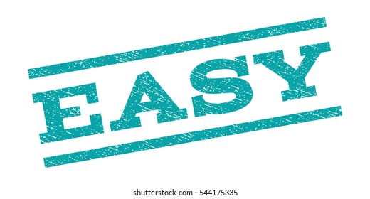 Easy watermark stamp. Text caption between parallel lines with grunge design style. Rubber seal stamp with dust texture. Vector cyan color ink imprint on a white background.