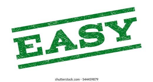 Easy watermark stamp. Text caption between parallel lines with grunge design style. Rubber seal stamp with unclean texture. Vector green color ink imprint on a white background.