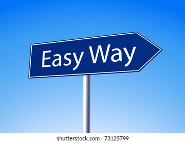 Easy way blue arrow sign vector illustration