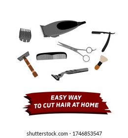 Easy Way to Cut Hair at Home using simple barbershop equipments, razor, scissors, edgers, comb, cleaners etc