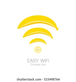 Easy wifi concept icon in banana shape, simple technology concept, vector eps 10 illustrated