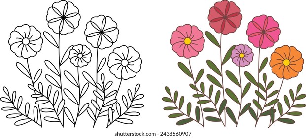 Easy Wild Flower Coloring Page