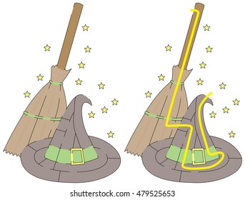 Easy easy witch hat maze for younger kids with a solution