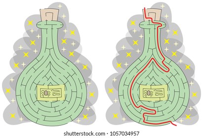 Easy witch poison maze for younger kids with a solution